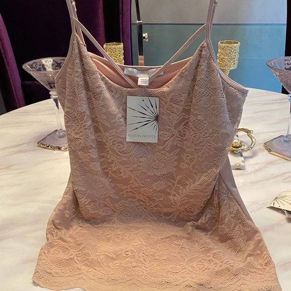 Boston Proper Tops - Boston Proper Lace Camisole Blush Medium